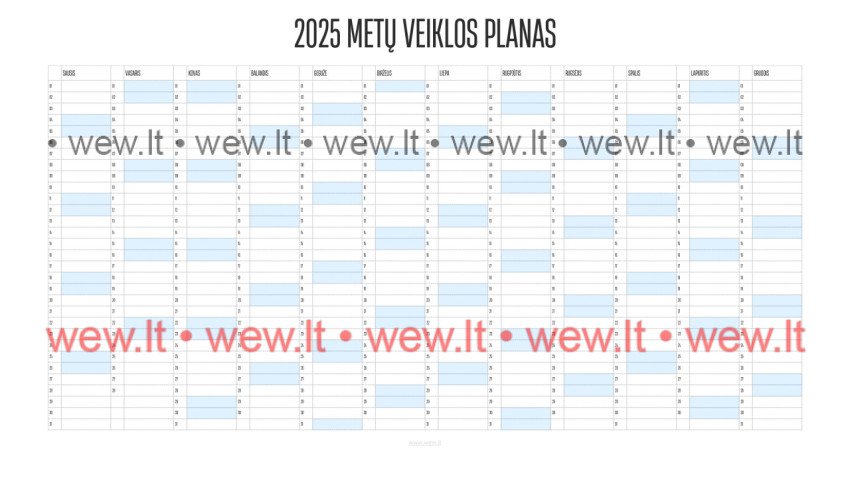 2025 planavimo kalendorius