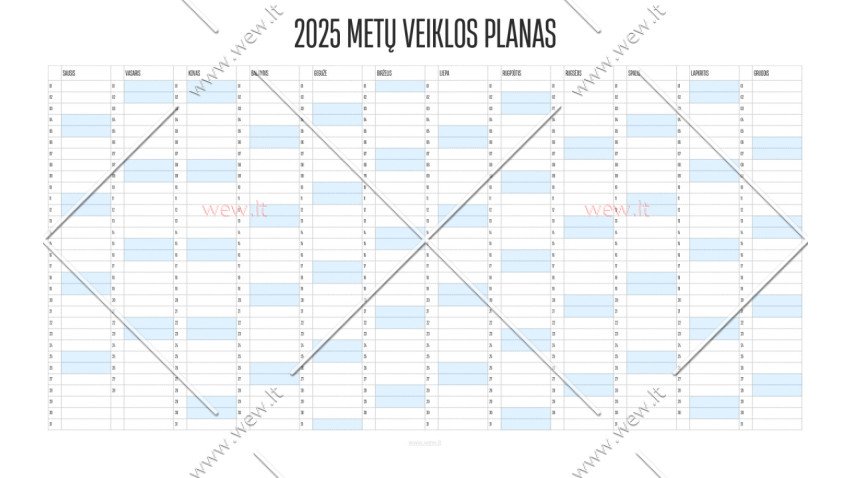 2025 planavimo kalendorius