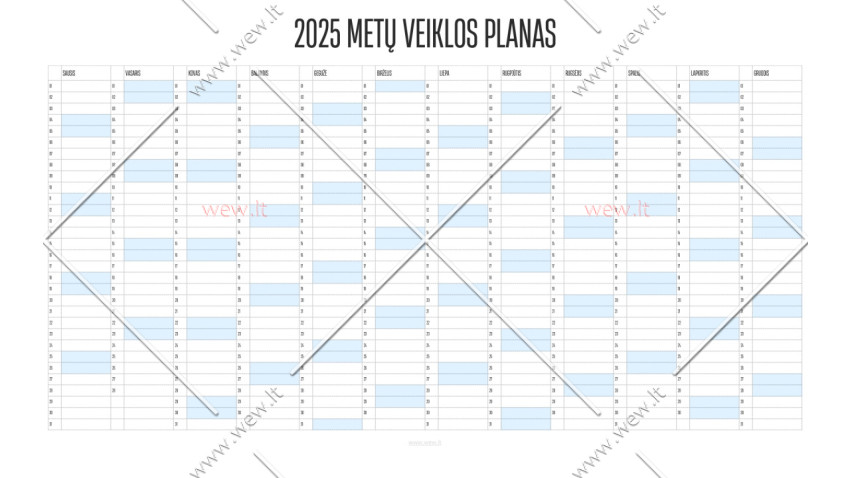 2025 planavimo kalendorius