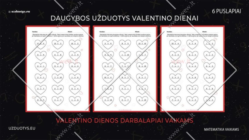 Daugybos užduotys valentino dienai
