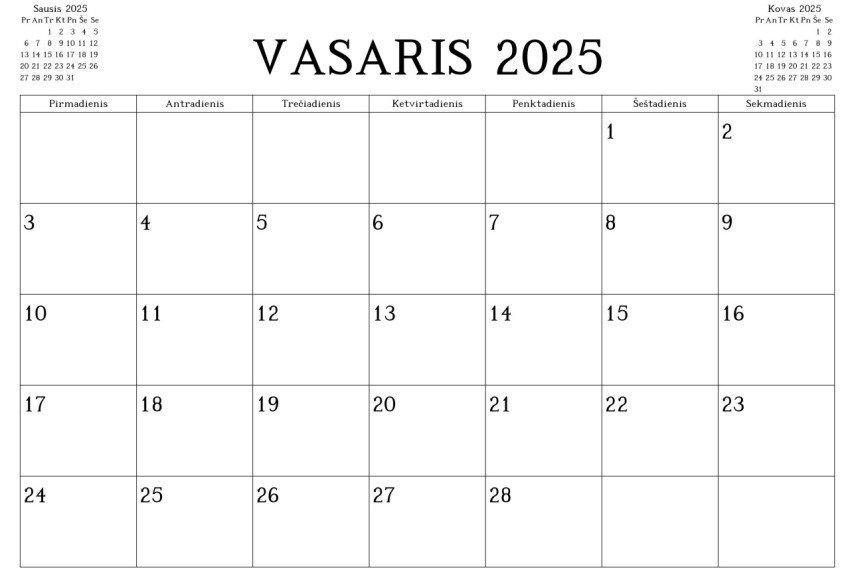 Kalendorius - 2025 Vasaris