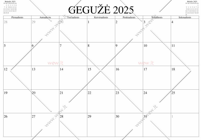 Kalendorius - 2025 Gegužė