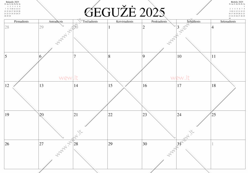 Kalendorius - 2025 Gegužė