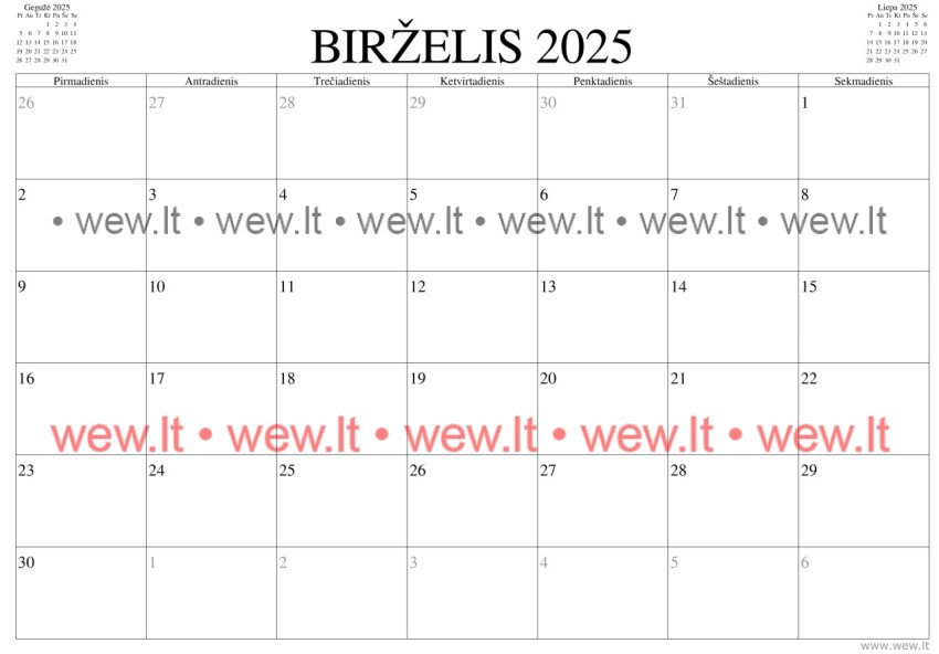 Kalendorius - 2025 Birželis