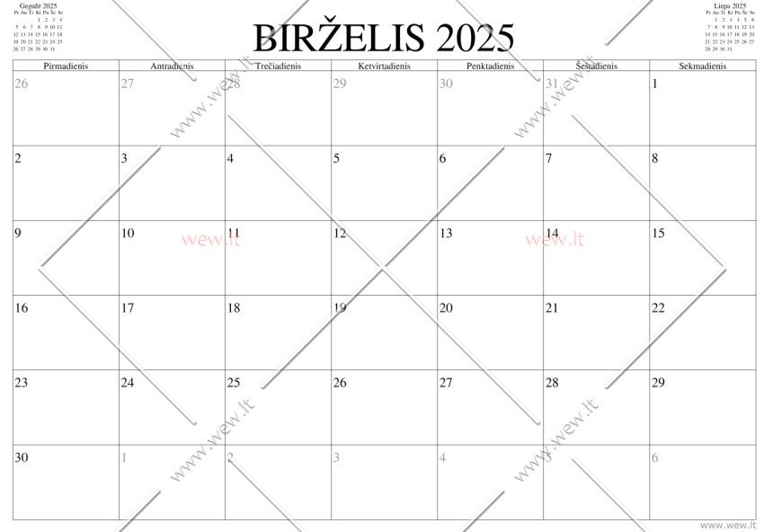 Kalendorius - 2025 Birželis