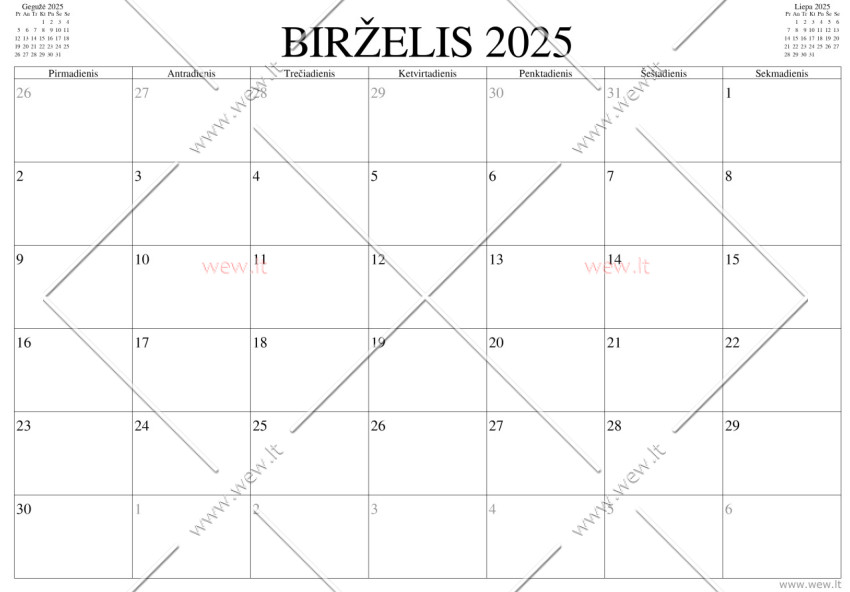 Kalendorius - 2025 Birželis