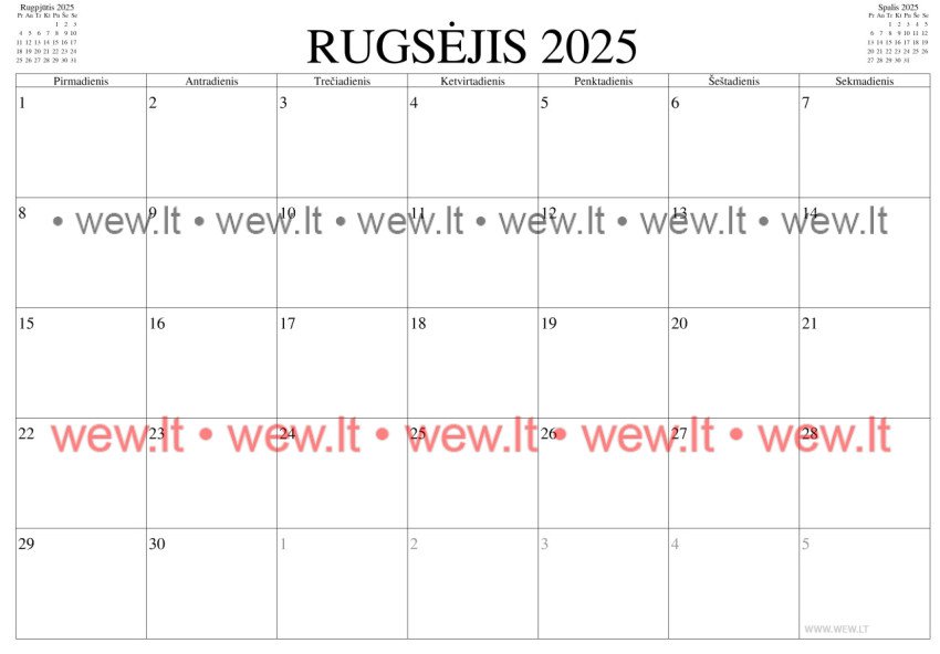 Kalendorius - 2025 rugsejis