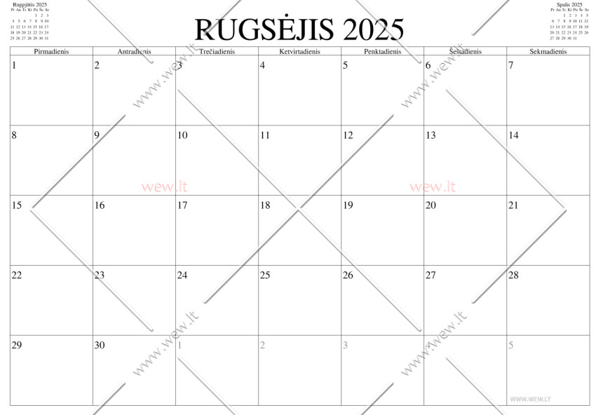 Kalendorius - 2025 rugsejis