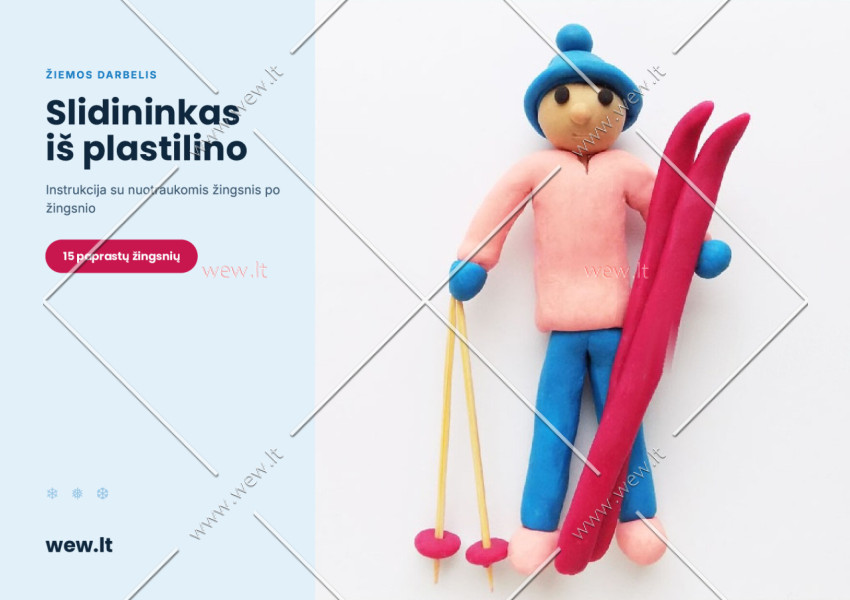 Slidininkas iš plastilino – žiemos lipdymo darbelis vaikams (PDF)