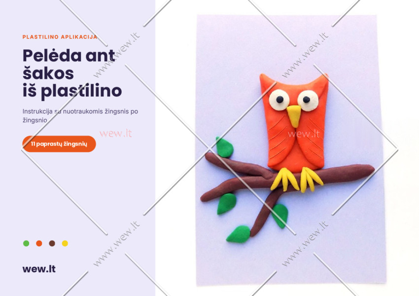 Pelėda ant šakos iš plastilino – aplikacija vaikams (PDF)