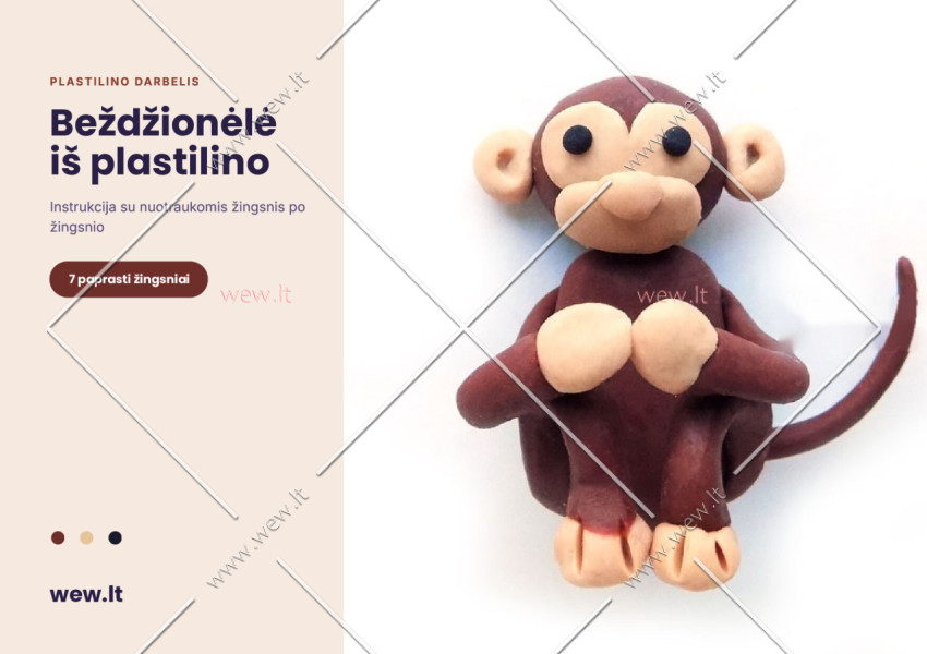 Beždžionėlė iš plastilino – lipdymo darbelis vaikams (PDF)