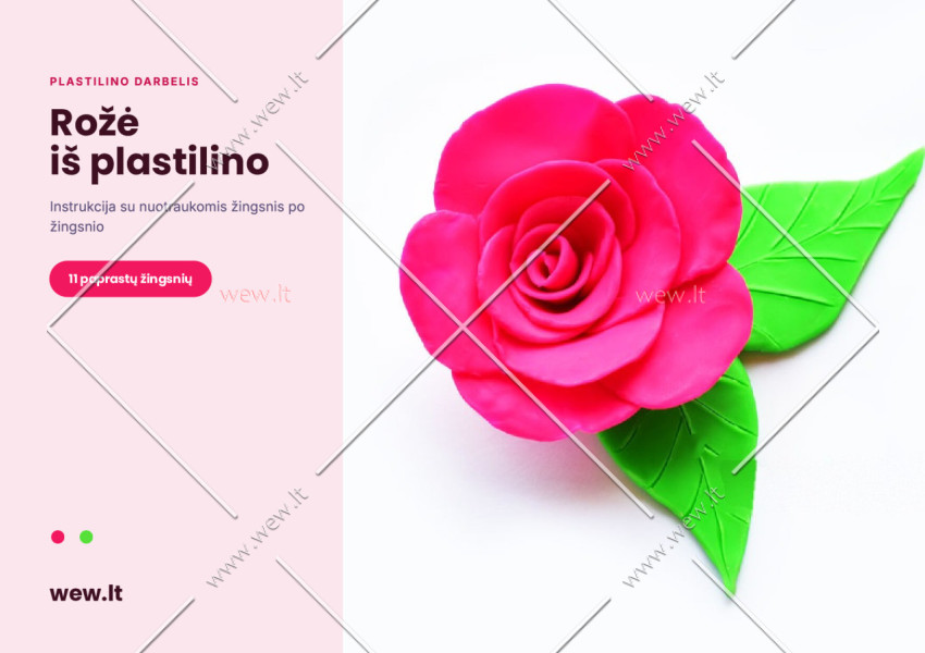 Rožė iš plastilino – lipdymo darbelis vaikams (PDF)