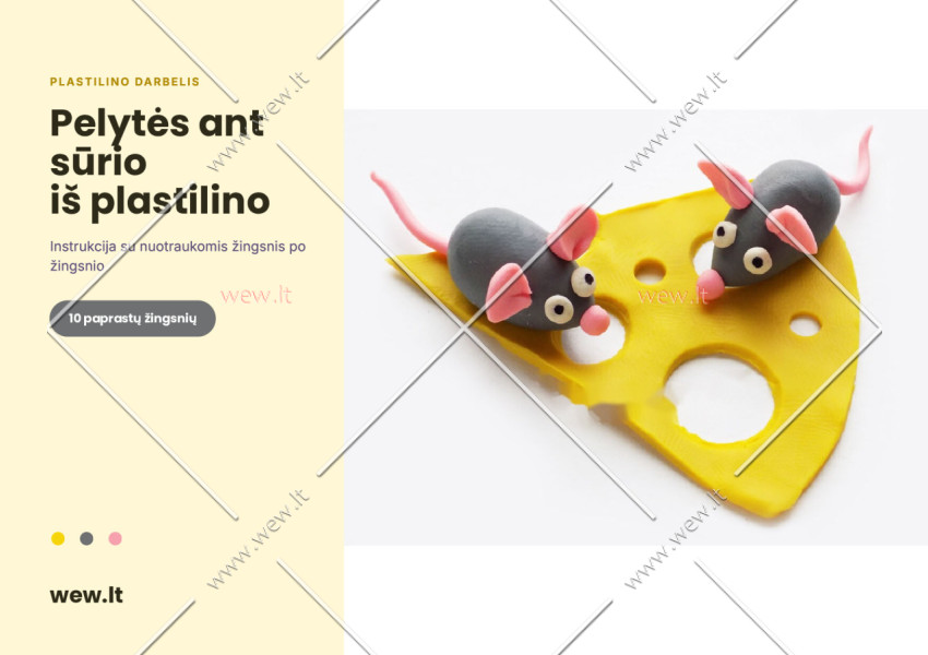 Pelytės ant sūrio iš plastilino – lipdymo darbelis vaikams (PDF)