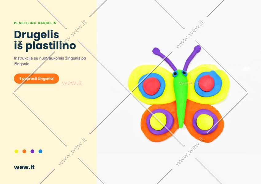 Drugelis iš plastilino – lipdymo darbelis vaikams (PDF)