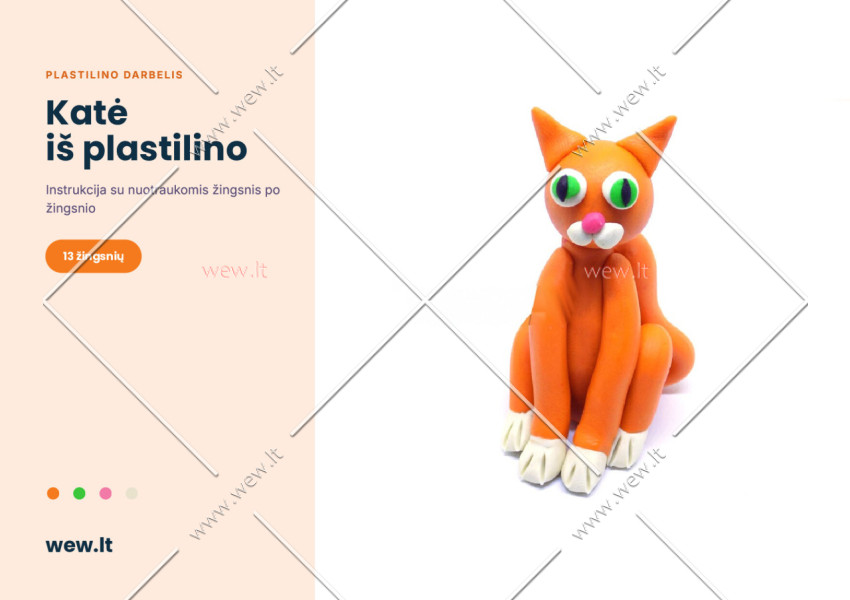 Katė iš plastilino – lipdymo darbelis vaikams (PDF)