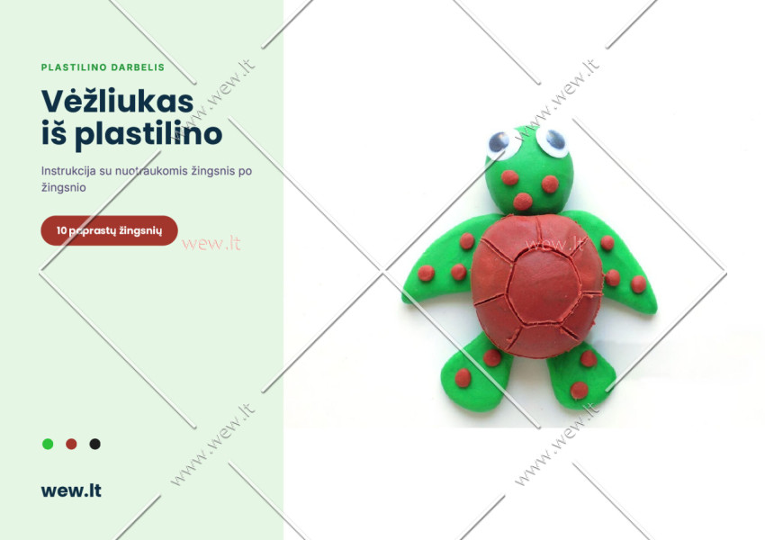 Vėžliukas iš plastilino – lipdymo darbelis vaikams (PDF)