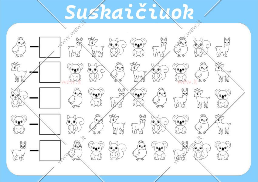 Matematikos užduotis - suskaičiuok gyvūnus