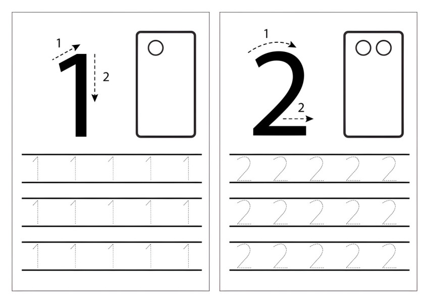 Rašymo užduotis “Aš rašau skaičius” 1-2
