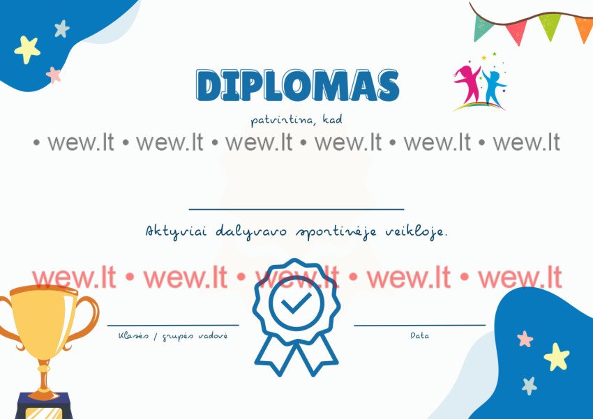 Diplomas už dalyvavimą sportinėje veikloje