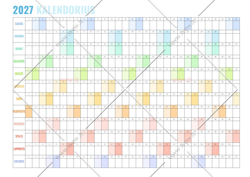 A3 formato 2027 metų Kalendorius - Planuoklis