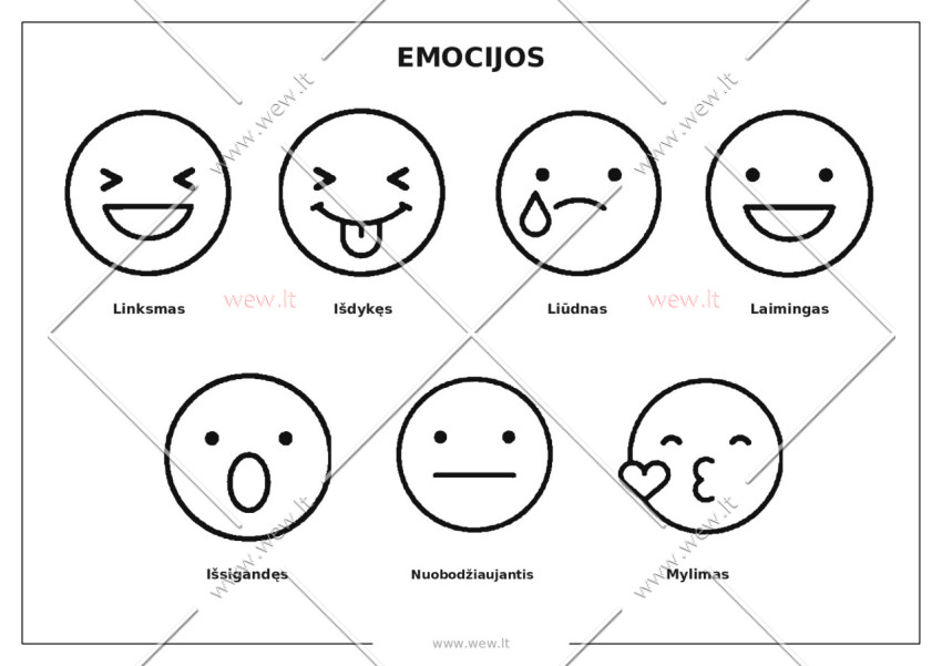 Emocijos vaikams – jausmų pažinimo ir spalvinimo užduotis (PDF)