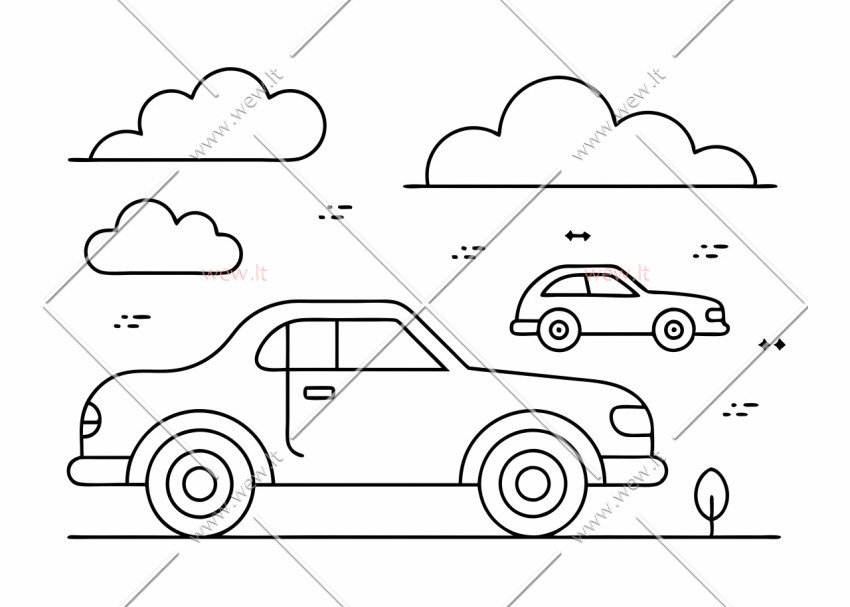 Du automobiliai ir debesys