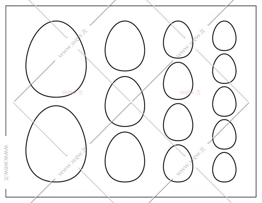 Įvairaus dydžio kiaušinių trafaretai kūrybai