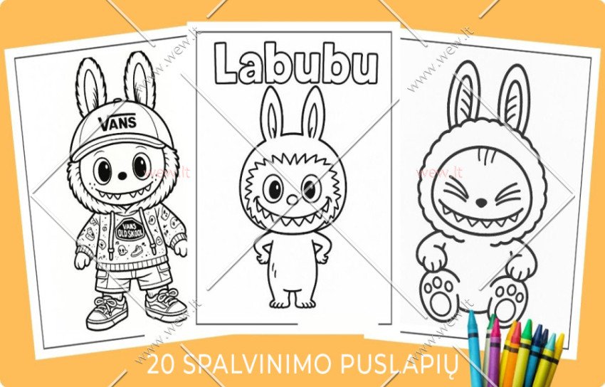 Labubu 20 spalvinimo puslapių
