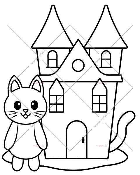 Katė stovinti prie pilies