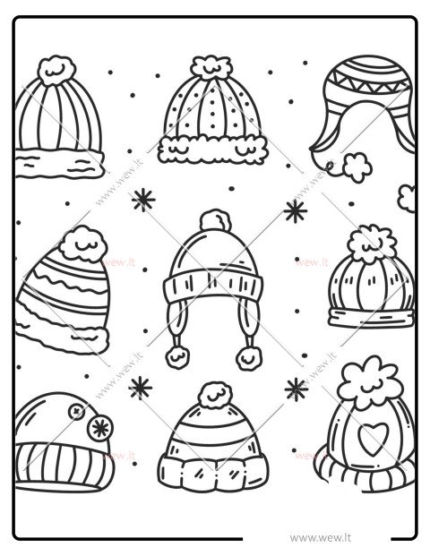 Mano kepurių kolekcija spalvinimui