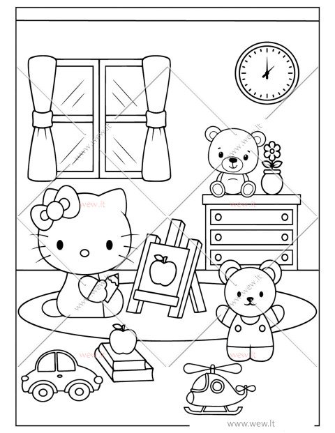 Kūrybinės valandos su Hello Kitty spalvinimui