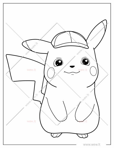 Pikachu detektyvas spalvinti