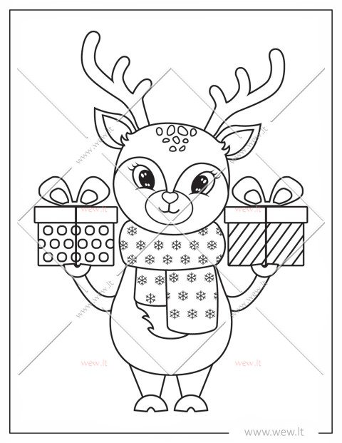 Kalėdinis elnias su dovanomis