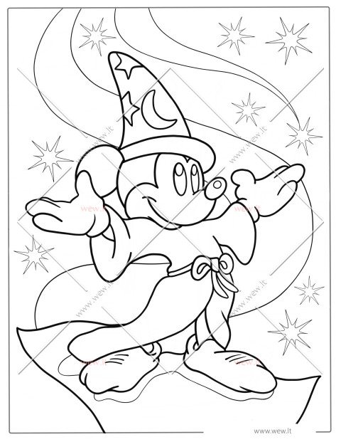 Peliukas Mikis burtininkas spalvinti