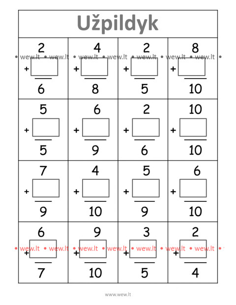 Matematikos sudėties užduotys