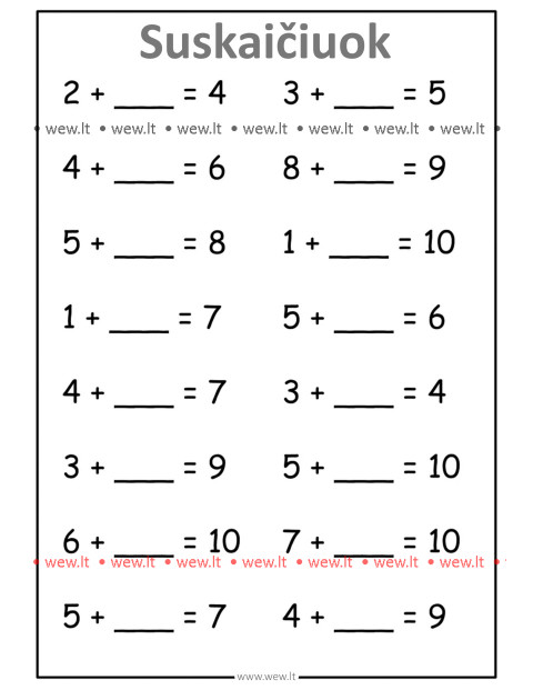 Matematikos užduotys - sudėtis