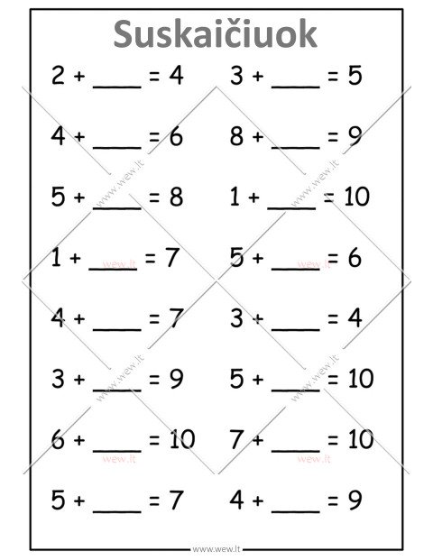 Matematikos užduotys - sudėtis