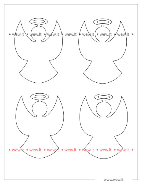 4 Angelai su aureole iškirpti