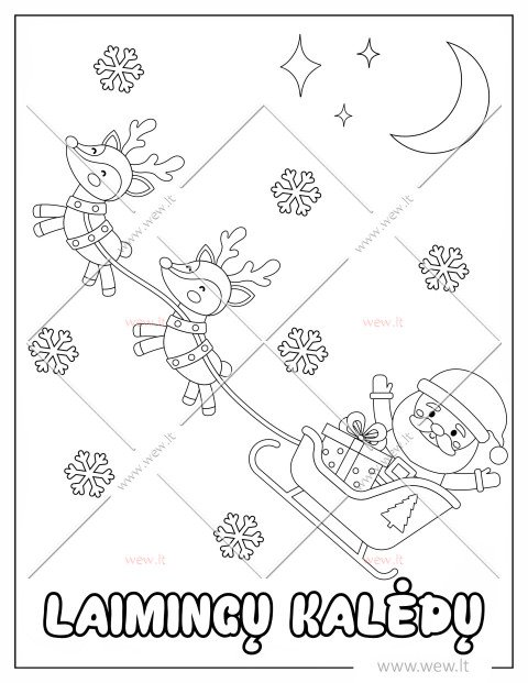 Dovanų pristatymas - Kalėdų Senelis ir elniai