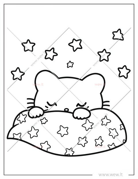 Mieganti Hello Kitty spalvinimui