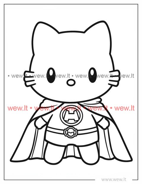 Hello Kitty superherojė spalvinimui