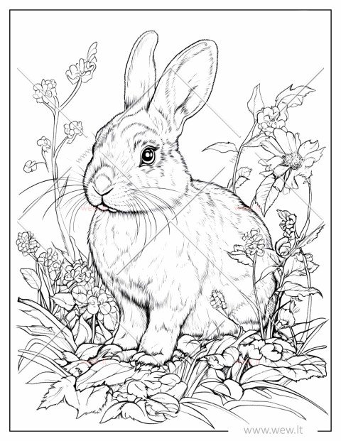 Laukis kiškis pievoje spalvinimui