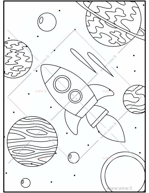 Kosminė raketos kelionė spalvinti