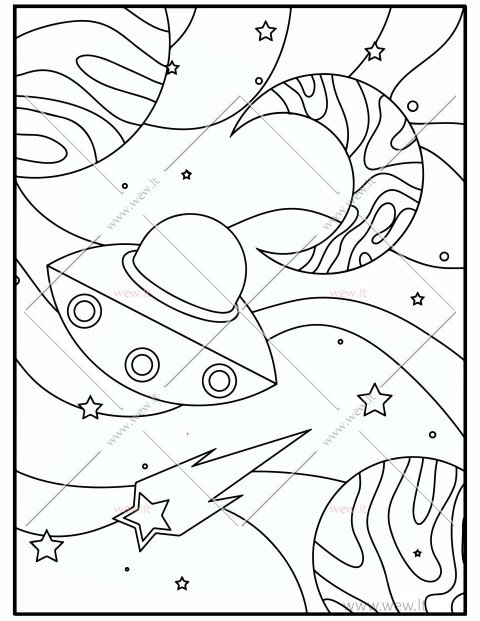 Ateivių erdvėlaivis kosmose spalvinti