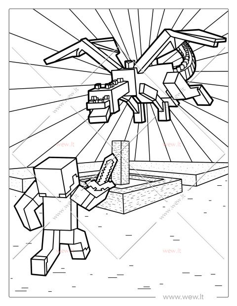 Minecraft drakonas spalvinti