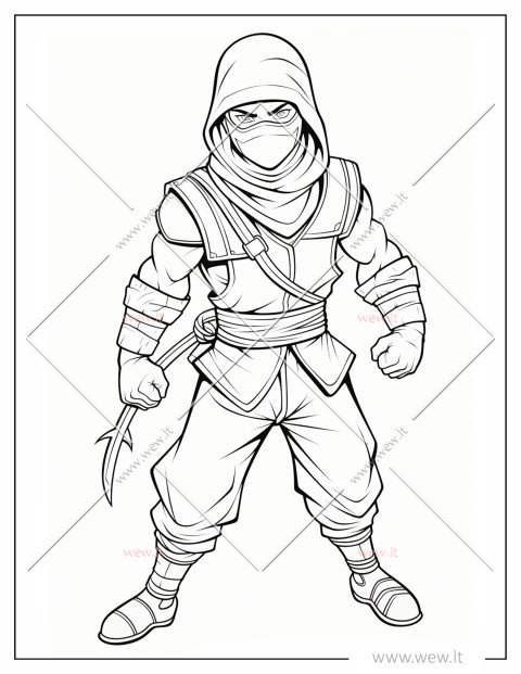 Paslaptingas karys Nindzė spalvinti