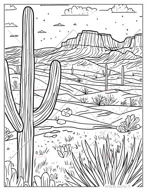 Dykumos kaktusai spalvinti