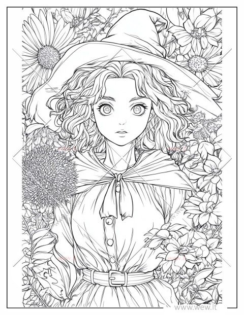 Mergina gėlyne spalvinti