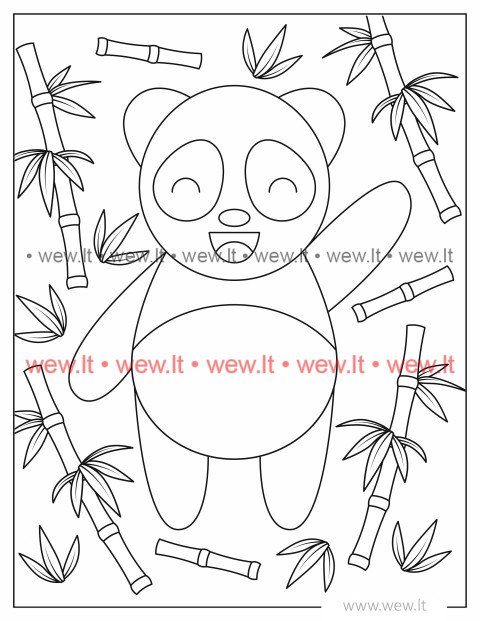Panda tarp bambukų spalvinti