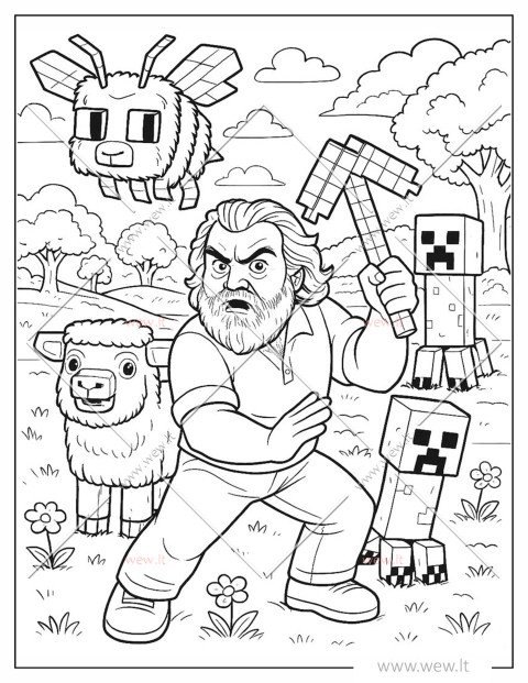 Minecraft filmas 2025 spalvinti